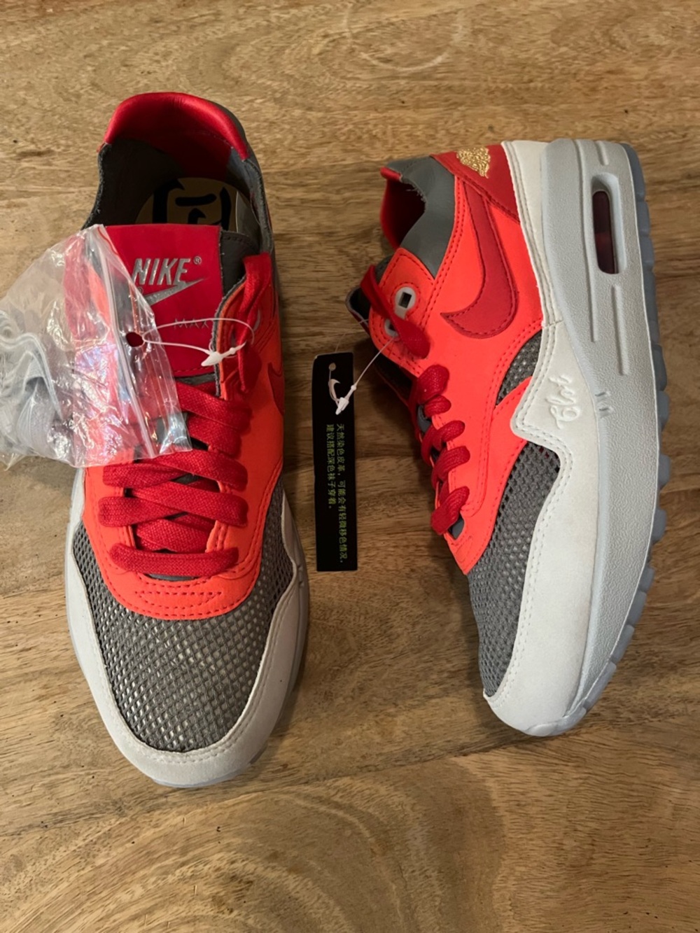 DS Nike x Clot Air Max 1 'KOD Solar Red" size 5 DD1870-600
